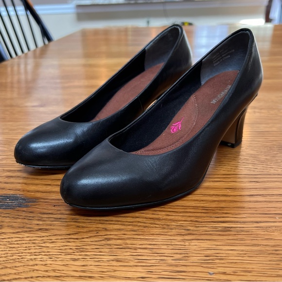 ⭐️ Ros Hommerson Valeda Chunky Low Heel Round Toe Black Kidskin Heel Size 6 - Picture 2 of 15